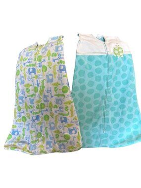 Halo SleepSack Wearable Blanket Lot Of 2 Medium 6-12 Months Blue & Animal Print